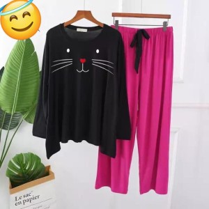Khokhar Stockists- Katty Printed Lounge Wear Shirt and Trouser Night Dress