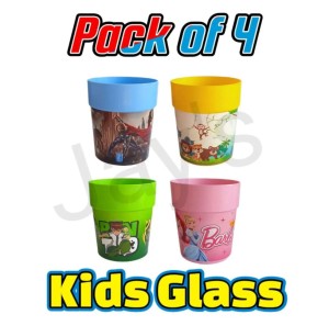 Kidco Glass 4 sets of glass (Mix Character & Design with Multicolors pack)
