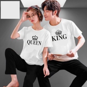 King Queen Printed Couple Night Suit 2 Suit