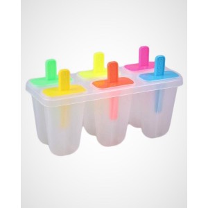 Kulfi Maker Mould, Candy Mould, Popsicle Moulds, Ice Candy Maker, Plastic Frozen Ice Cream Mould Tray of 6 Candy with Reusable Stick Multicolor Plasti