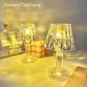 LED Crystal Desk Lamp Projector Acrylic Diamond Table Lamp LED Night Lights Bedside Lighting