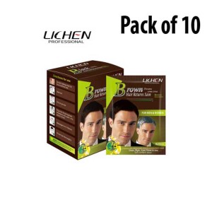 Lichen 10pc pack of 10 Browm Fast instant Hair Dye Color Shampoo sachet Hair Colour Shampoo Sashe box