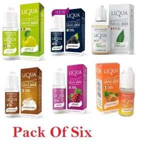 Liqua Flavor / Cloud E Liquid Juice Oil Vape Shisha Pen Refill Nicotine Option Pack of (6)