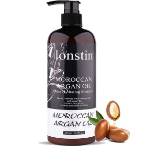lonstin Moroccan Argan Oil Hair Shampoo 500 ml, Argan Oil Clear Hydrating Hair Shampoo, Moisturizing Hair Shampoo & Repair for Dry Damaged Frizzy and