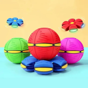 Magic Flying Saucer Ball Frisbee Deformation UFO Football Flat Throw Disc with 3 LED Light Flying Toys Outdoor Garden Beach Game Toy