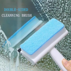 Magic Window Glass Cleaning Brush Double-sided Sponge Wiper Scraper Bathroom Wall Shower Squeegee Mirror Scrubber Tools