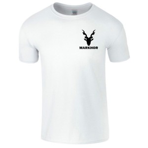 Markhor Logo T Shirt For Mens Printed Half Sleeves Round Neck White T-Shirt