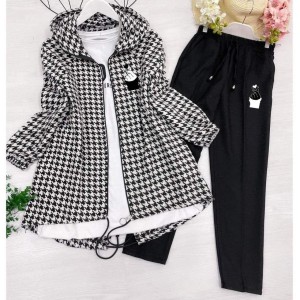 Zipper Down Arrow Style 2-Pcs Tracksuit For Her