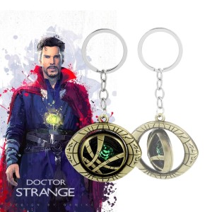 Marvel Avengers Doctor Strange Eye Pendant Keyring The Time Stone Metal Keychain Turnable Avengers Backpack Pendant Accessories Birthday Gift