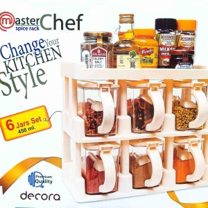 Master Chef 6 Jar Masala Rack Cooking Kitchen Seasoning Box Masala Box Set Spice Jar