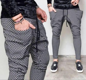Men's Black & White Texture Printed Jogger Pant/Trouser