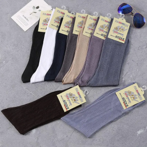 Mens Soft Nylon Transparent Mesh Socks Business Men Tube Ultra-Thin Elastic Silky Basic Color Striped Long Socks