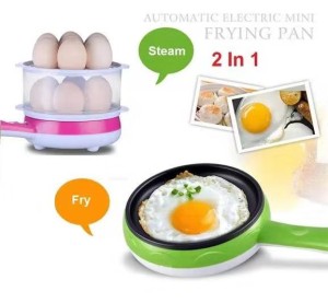 Milly Double Layer Frying Pan Two Layer Multifunction Non-Stick Electric Double Frying Pan Egg Boiler Egg Cooker Egg Steamer 14 Eggs