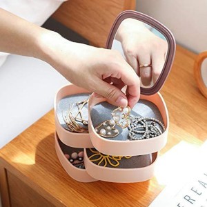 Multi Layer Rotating Jewelry Box With Mirror