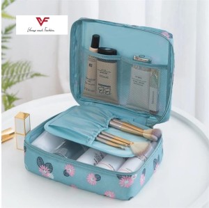 Multifunctional Travel Cosmetic Bag, Double Layer Portable Cosmetic Bag With Adjustable Dividers, Portable Makeup Pouch Brush Organizer, Purse Handbag