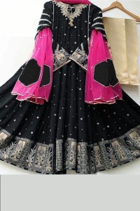 Neck,Border Heavy Embroidery With Two Colours Dupatta 3pcs