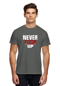 Never Give Up Cotton Printed T-shirt For Men