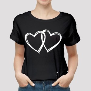 New Amazing Summer Collection Black T Shirt Trendy HEARTS Printed Smart Fit Half Sleeves Shirt