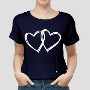 New Amazing Summer Collection Blue T Shirt Trendy HEARTS Printed Smart Fit Half Sleeves Shirt