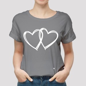 New Amazing Summer Collection Grey T Shirt Trendy HEARTS Printed Smart Fit Half Sleeves Shirt
