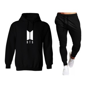New Arrival Famous Korean Singing Brand Printed Winter Tracksuit With Black Hoodie and Trouser For Women