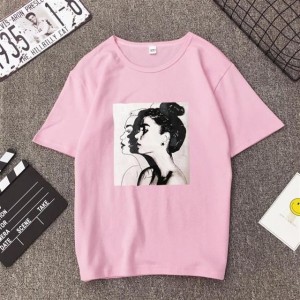 New Smart Fit Half Sleeves Pink T Shirt. New Stylish Girl Printed Design Casual Wear