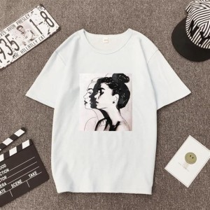 New Smart Fit Half Sleeves White T Shirt. New Stylish Girl Printed Design Casual Wear