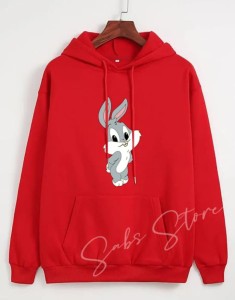 New Stylish Bunny Face Design Red Hoodie For Girls and Women