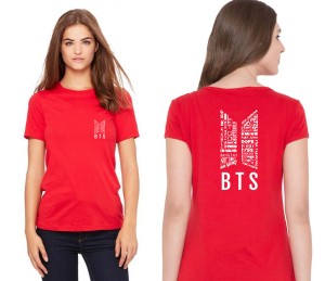 New Stylish Trendy Slim Fit Bts Printed Round Neck red T-Shirts For BTS fans Lovers