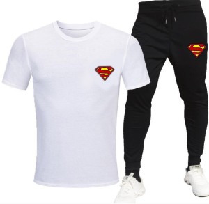 New Summer Design Superman Logo Printed White T shirt And Black Trouser For Mens