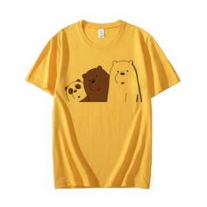 New T Shirt Design Trendy 3 Cute Bears Printed O Neck Half Sleeves T Shirt