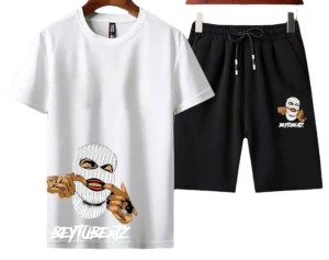 New tracksuit Gangster Beytubeatz Printed In White Color Cotton Half Sleeves O Neck Short & Tshirt Summer Wear For Men & Boys