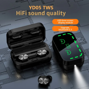 New YD05 TWS Bluetooth 5.3 HIFI Earbuds Stereo with Microphone Digital Display Headphones for Sports Gaming Phones