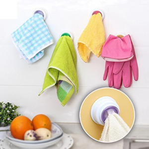 1Pc Rubber Suction Pad Cloth Tea Towel Holder Push In Self-Adhesive Towel Holder Plastic