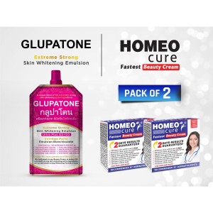 Original 1X Glupatone 50ml 2X Homeo Cure Cream 2 Day Whitening Bundle