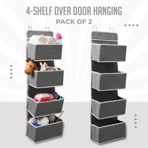 Over Door Hanging Organizer With 4-Self  Home Storage Organizer with Hook (Pack of 2)
