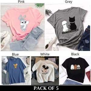 Pack Of 5 T-Shirts For Womens