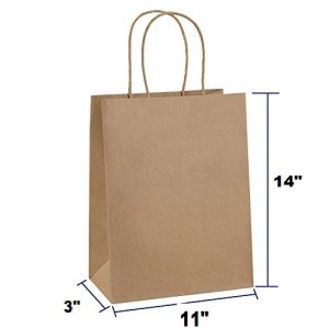 Pack of 20 Paper Bags 1 1 X 14 X 3 Gift Bags, Party Bags, Shopping Bags, Kraft Bags, Retail Bags, Merchandise Bags, Brown Paper Bags Handle 110gsm