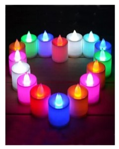 Pack of 12 -Magic Colour Changing LED Glowing Tea Light Flameless Candles - Multicolor