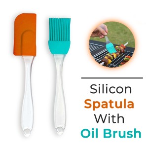 Pack Of 2 - Spatula & BBQ Oil Brush Silicone Spatula Barbeque Brush Cooking Utensil Tool Kit