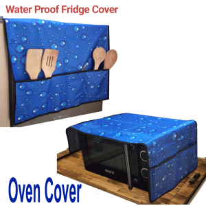 Pack of 2 - Waterproof Cover Refrigerator Dust-Proof Cover and Oven Dust Proof Cover with Storage Pockets Bags Kitchen Organizer