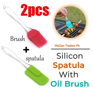 Pack of 2 Kitchen Silicon Flat Pastry Brush Multi Purpose Silicon Oil Cooking Brush for Grilling, Tandoor and BBQ