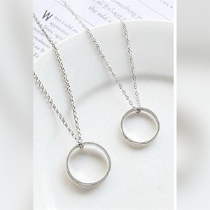 Pack of 2 Silver Stainless Steel Ring Locket/Pendant/Necklace for Girls/Women