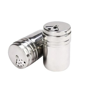 (Pack Of 2) Stainless Steel Cruet Spice Shaker Jars Sugar, Salt & Pepper Herbs Storage Seasoning Condiment Dispenser