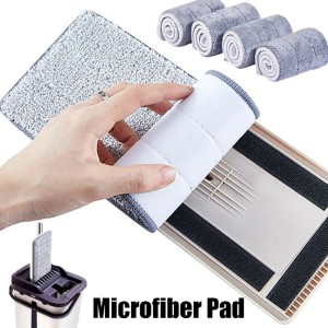 Pack of 2 Washable Durable Replacement Microfiber Pads Dust Push Mop Cloth for Flat Squeeze Mop 33X12CM