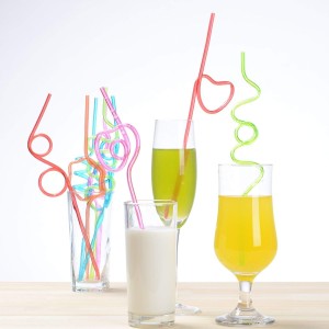 Pack of 4 Crazy Loop Straws, Reusable Drinking Straws Silly Colorful, Great For Parties, Carnivals, Fun