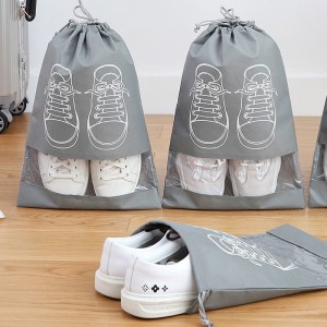 Pack Of 5 - Travel Shoes Storage Bag With Clear Window Non-woven With PVC Bag Waterproof Dustproof Travel Bag