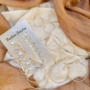 Pack of 6 Pairs / set Hoop Earrings Gold Silver color Small Big Circle Earring Set for Women Simple Punk Ear Clip Fashion Jewelry