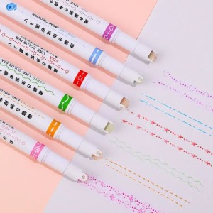 Pack Of 6 Multi-Colored Drawing Curve Pen Funny Pattern Outline Marker Pen Hand Copy Account Curve Pen Quick Dry Mark Notes Painting Highlighter DIY