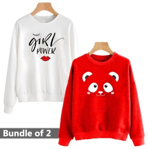Panda Pack of 2  printed sweatshirts for Women's/Girls.